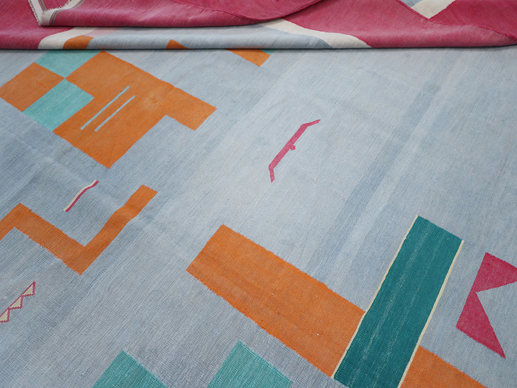 Vintage Indian Flatweave Dhurrie Large Room Size Carpet, No.30697 - Gsblank