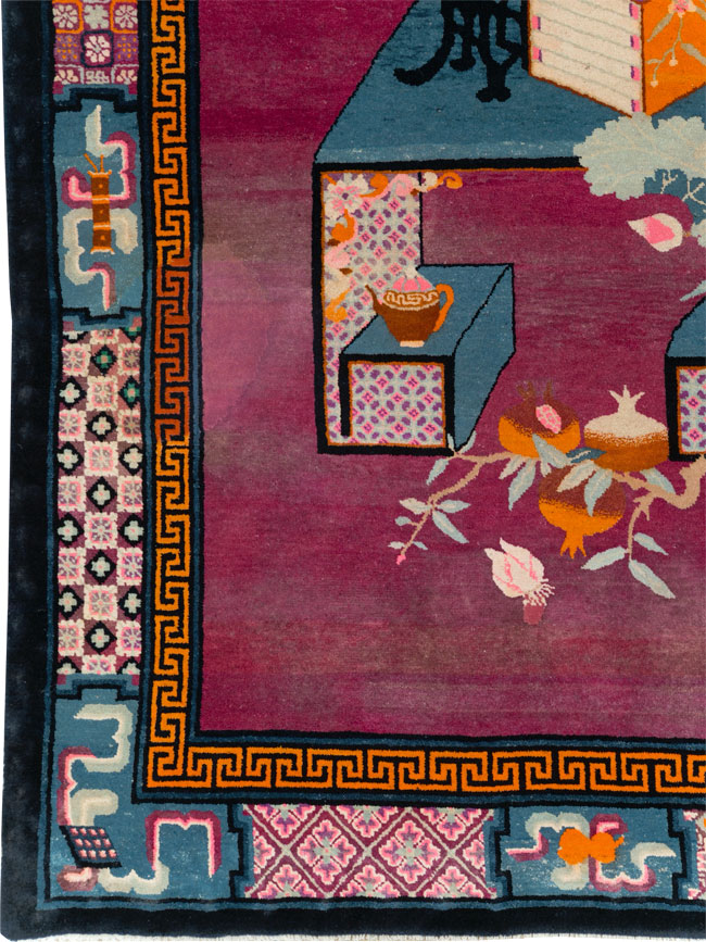 Vintage Chinese Pictorial Art Deco Room Size Carpet, No.30701 - Gsblank