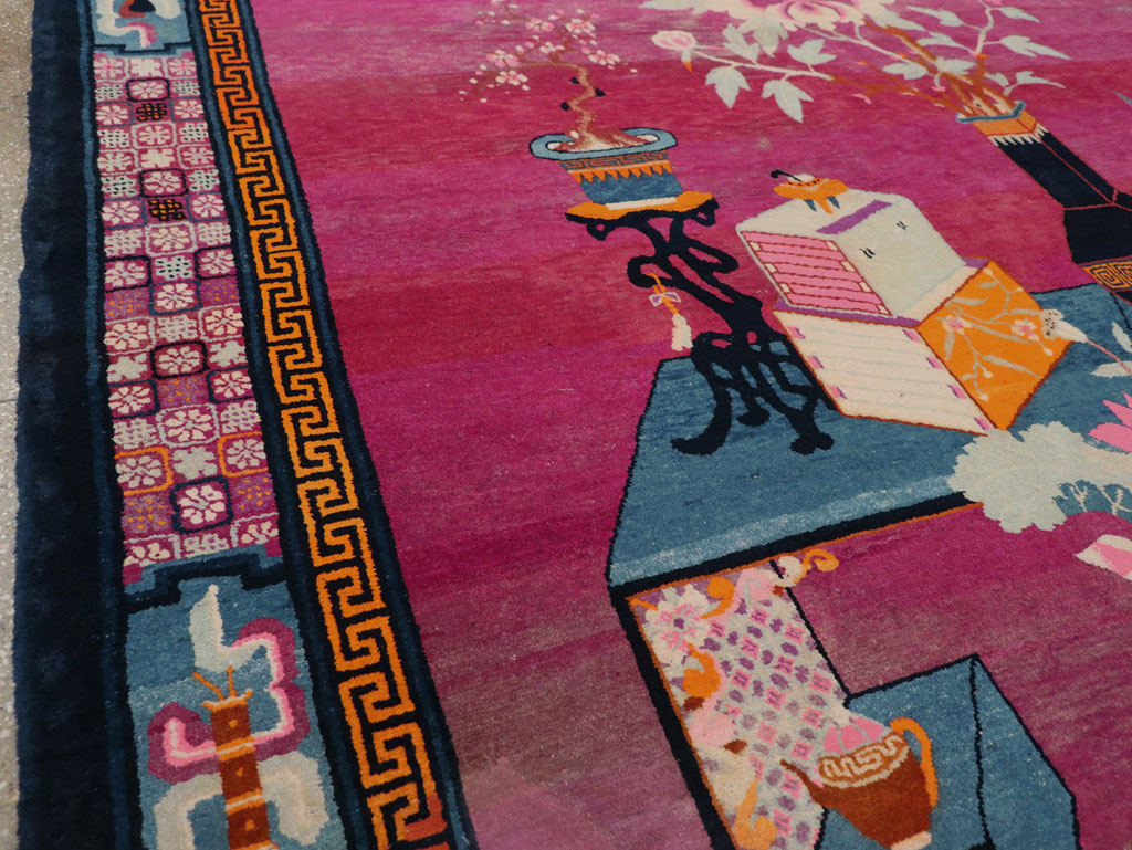 Vintage Chinese Pictorial Art Deco Room Size Carpet, No.30701 - Gsblank