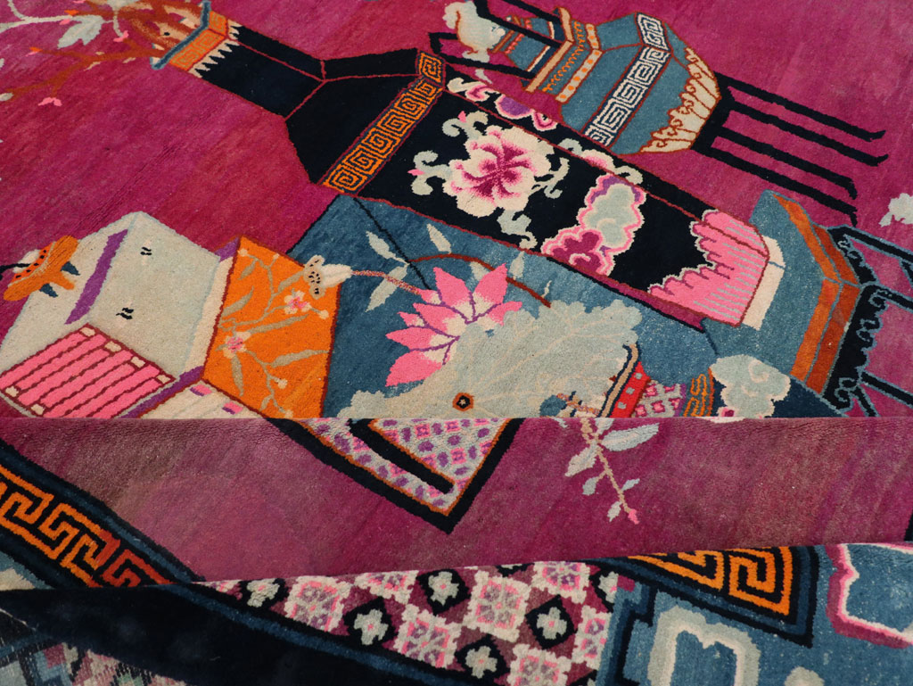 Vintage Chinese Pictorial Art Deco Room Size Carpet, No.30701 - Gsblank