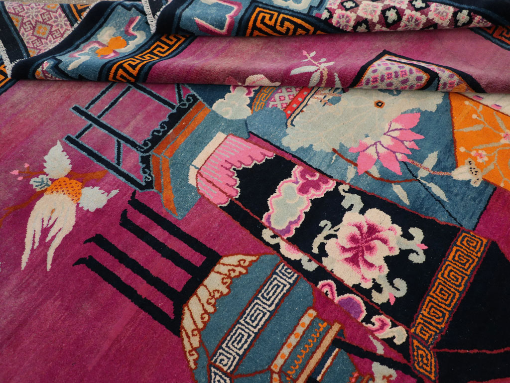 Vintage Chinese Pictorial Art Deco Room Size Carpet, No.30701 - Gsblank