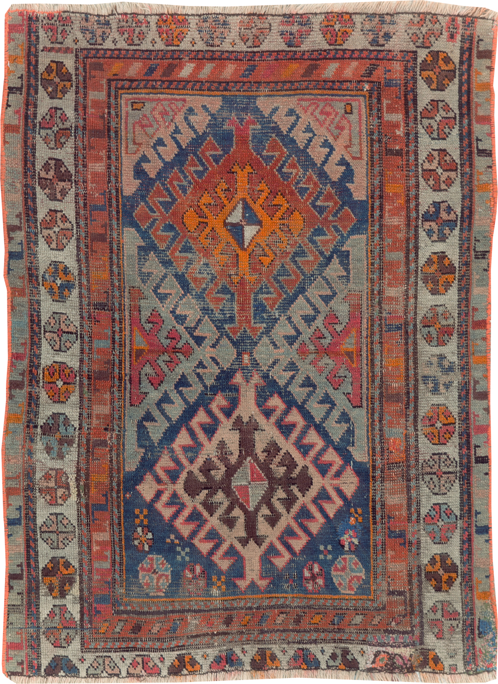 Antique Caucasian Throw Rug, No.30725 - Gsblank