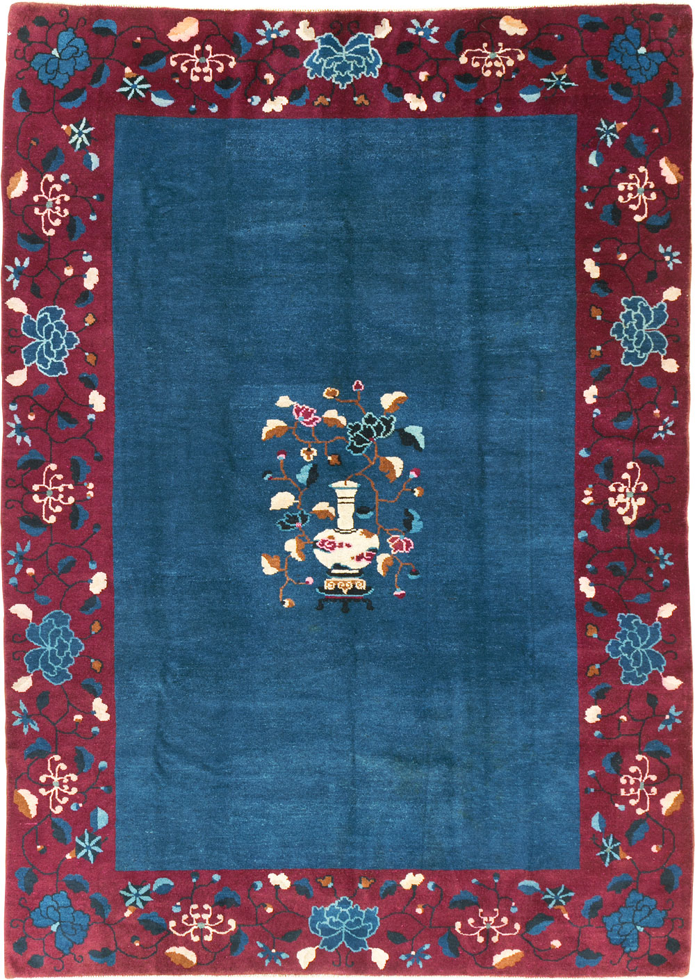Vintage Chinese Art Deco Accent Carpet, No.30730 - Gsblank