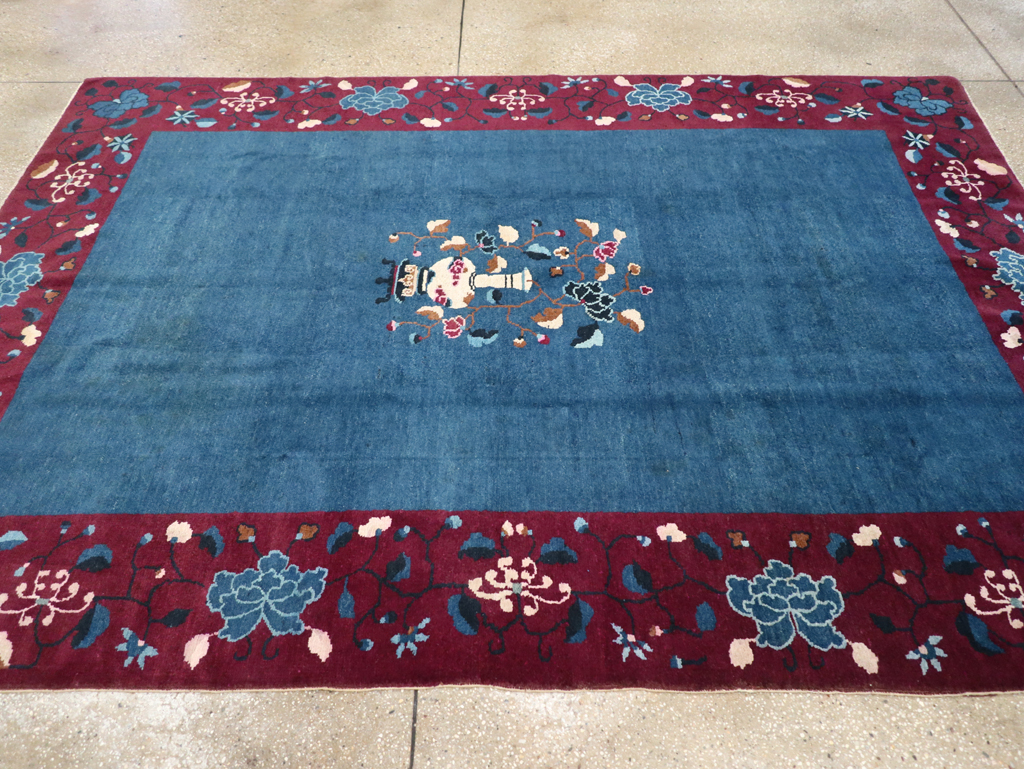 Vintage Chinese Art Deco Accent Carpet, No.30730 - Gsblank