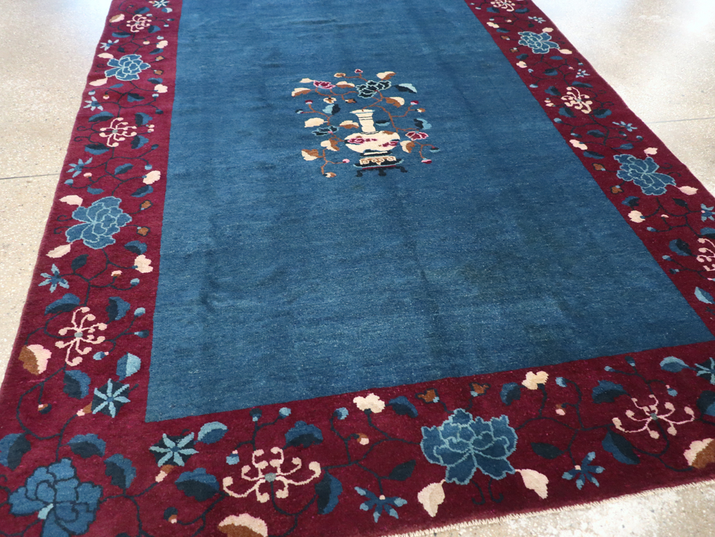 Vintage Chinese Art Deco Accent Carpet, No.30730 - Gsblank