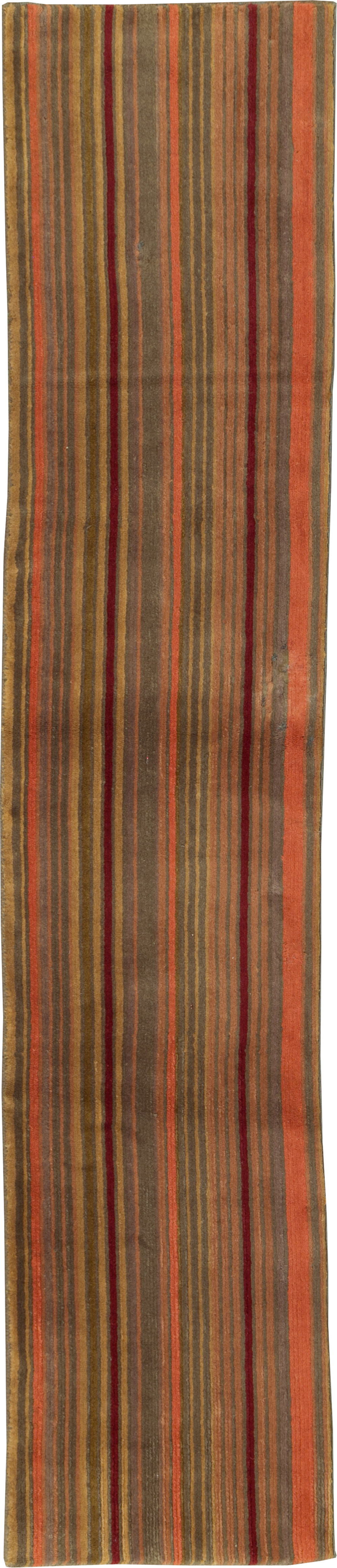 Contemporary Tibetan Striped Small Runner, No.30733 - Gsblank