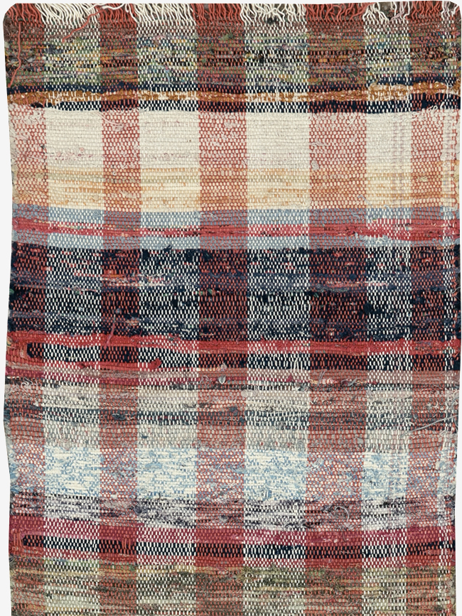 Vintage Plaid Turkish Flatweave Long Runner, No.30739 - Gsblank