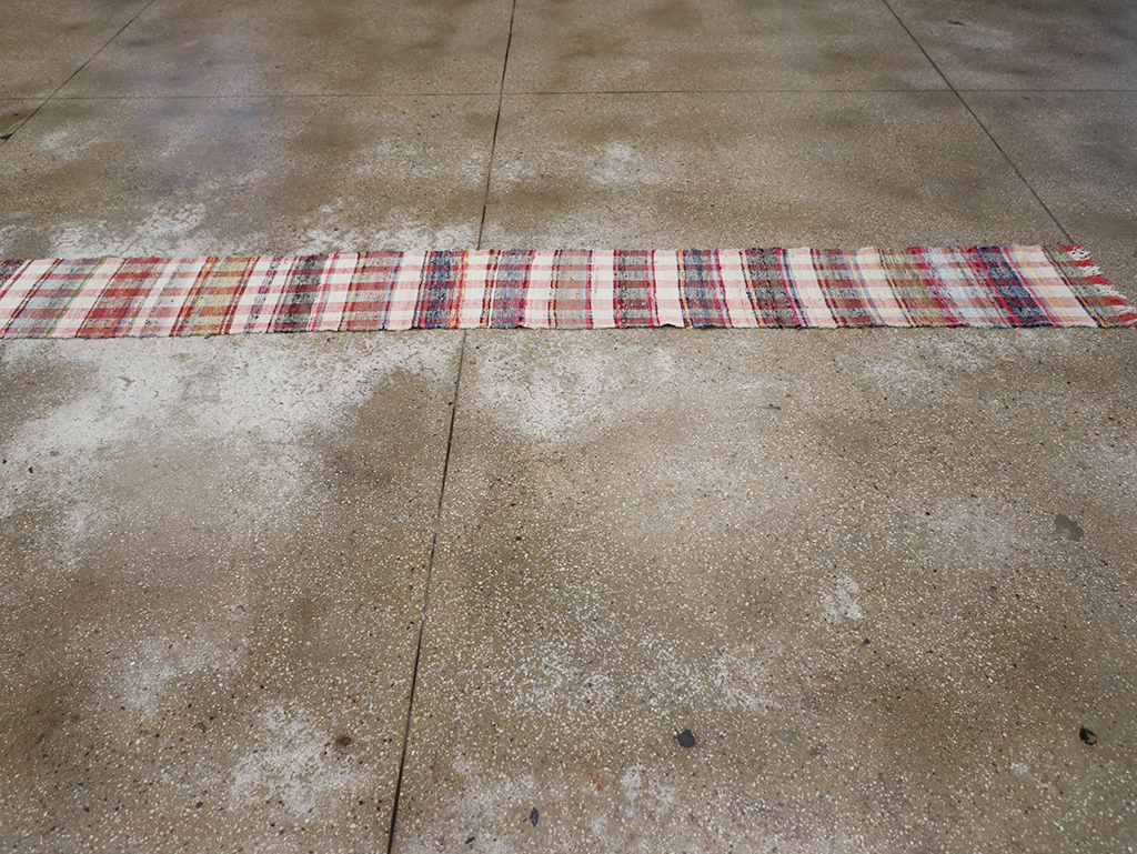 Vintage Plaid Turkish Flatweave Long Runner, No.30739 - Gsblank