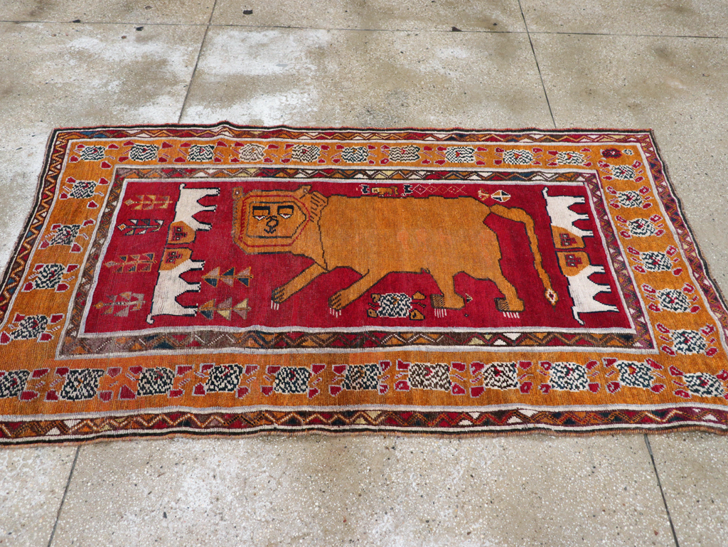 Vintage Persian Pictorial Gabbeh Rug, No.30752 - Gsblank
