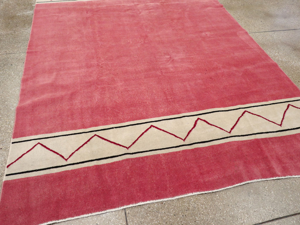 Vintage Turkish Anatolian Art Deco Style Small Room Size Carpet, No.30753 - Gsblank