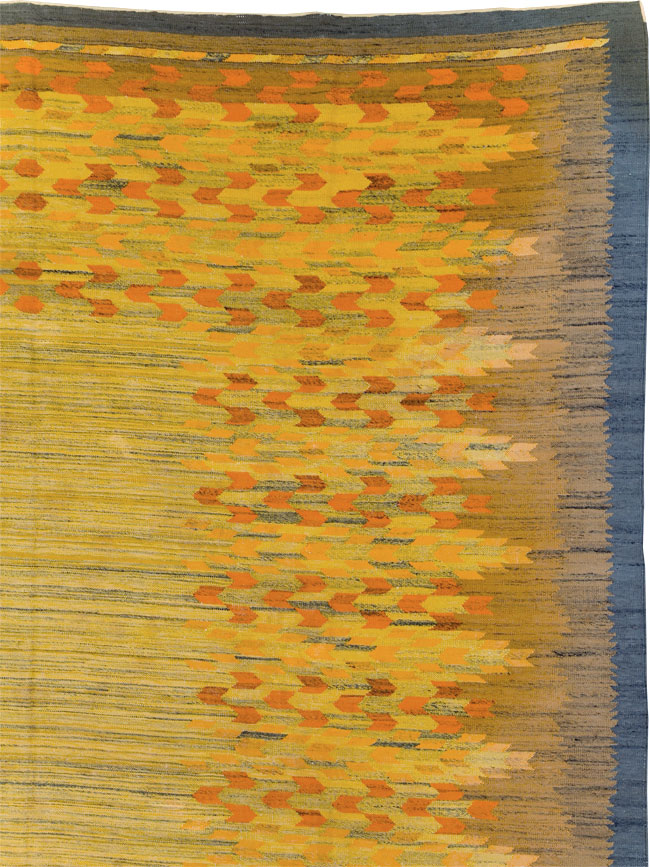 Vintage Swedish Scandinavian Flatweave Kilim Room Size Carpet, No.30754 - Gsblank