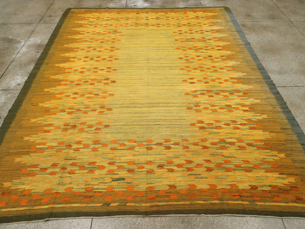 Vintage Swedish Scandinavian Flatweave Kilim Room Size Carpet, No.30754 - Gsblank