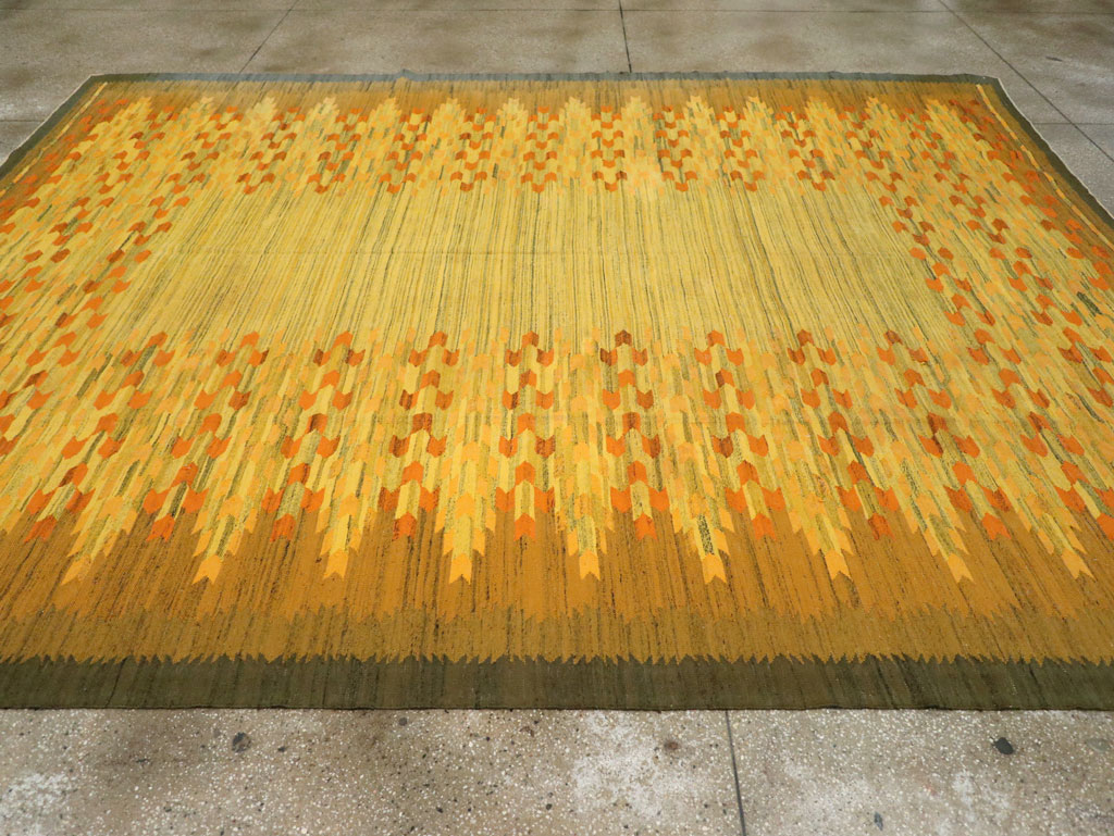 Vintage Swedish Scandinavian Flatweave Kilim Room Size Carpet, No.30754 - Gsblank