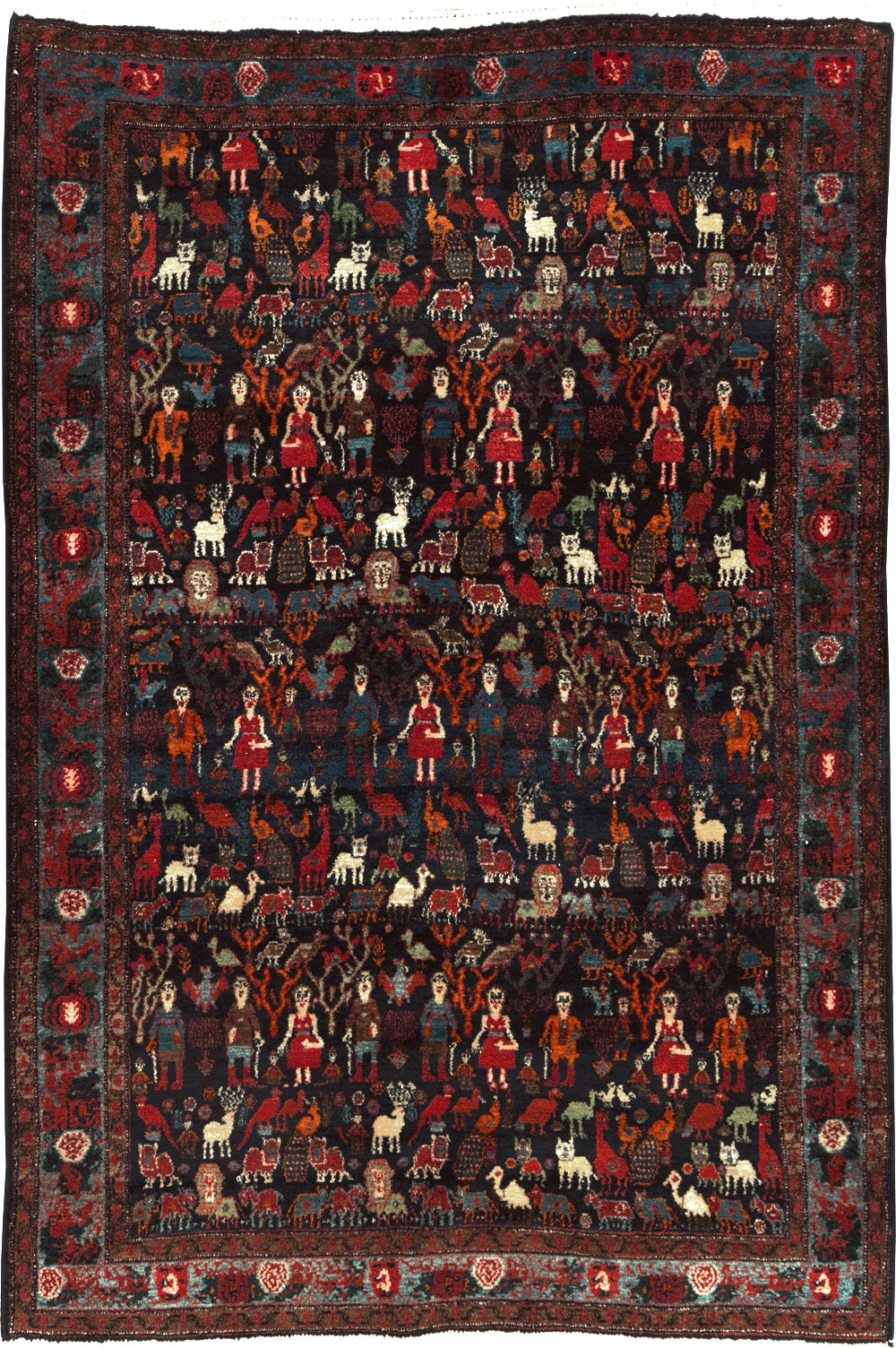 Antique Senneh Malayer Pictorial Rug, No.30770 - Gsblank