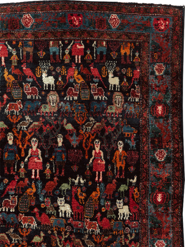 Antique Senneh Malayer Pictorial Rug, No.30770 - Gsblank