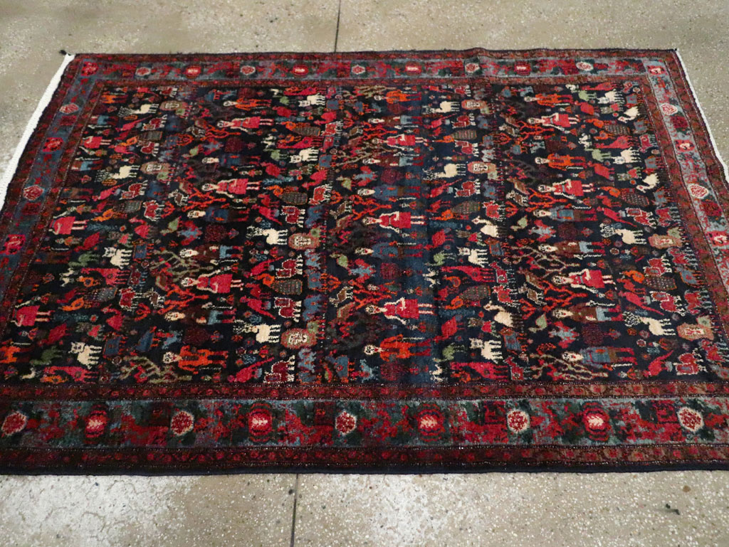 Antique Senneh Malayer Pictorial Rug, No.30770 - Gsblank