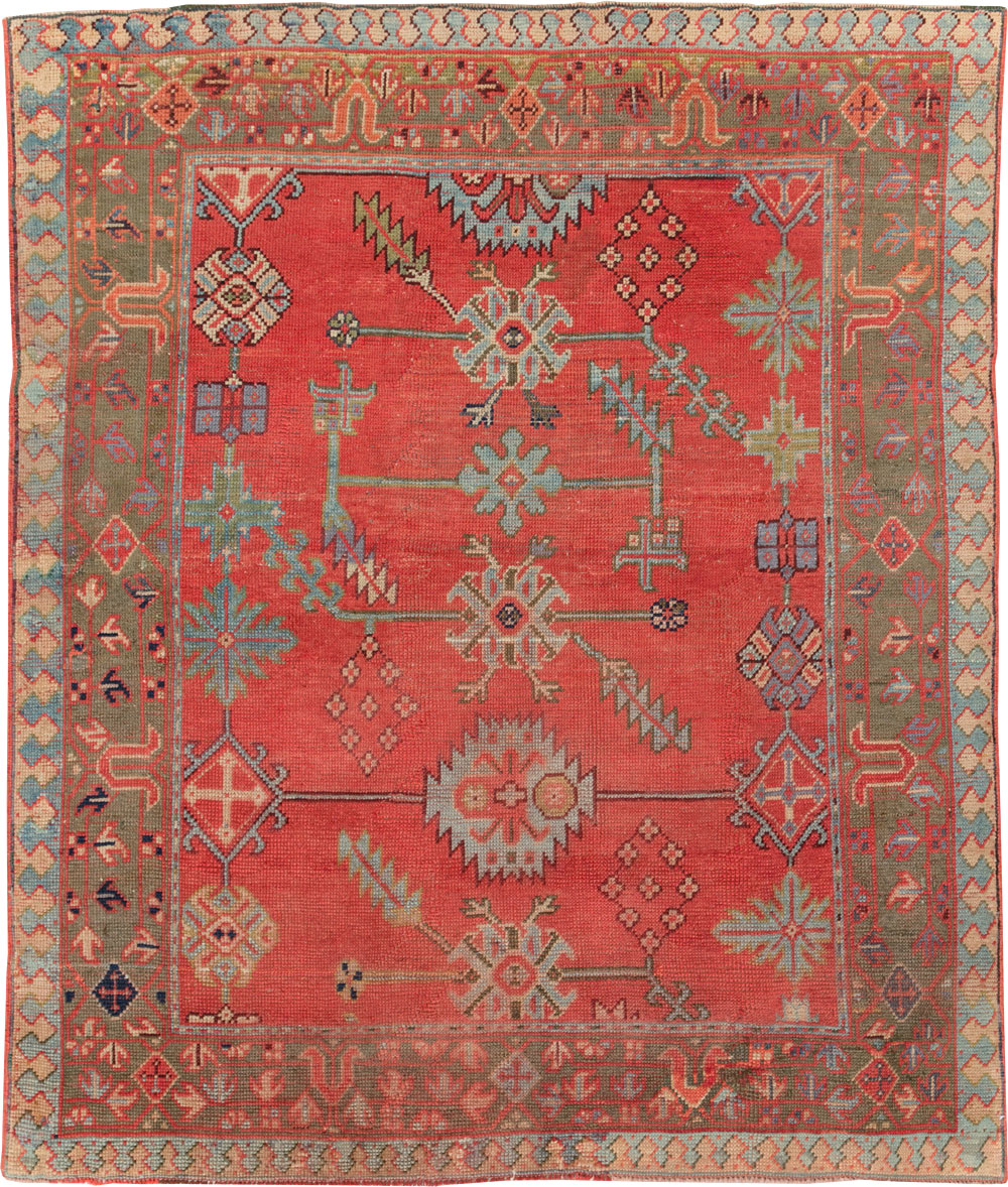 Antique Turkish Oushak Square Accent Carpet, No.30780 - Gsblank