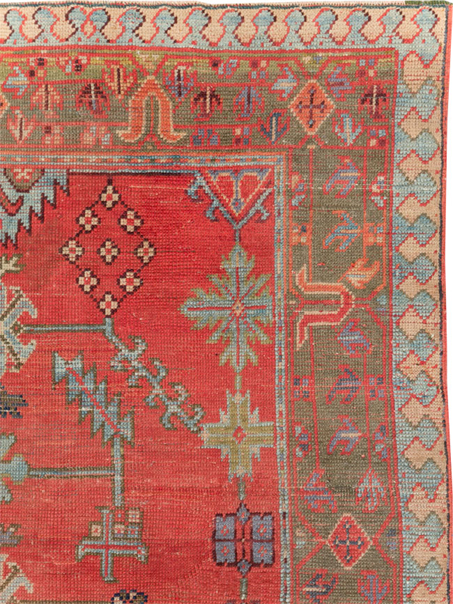 Antique Turkish Oushak Square Accent Carpet, No.30780 - Gsblank