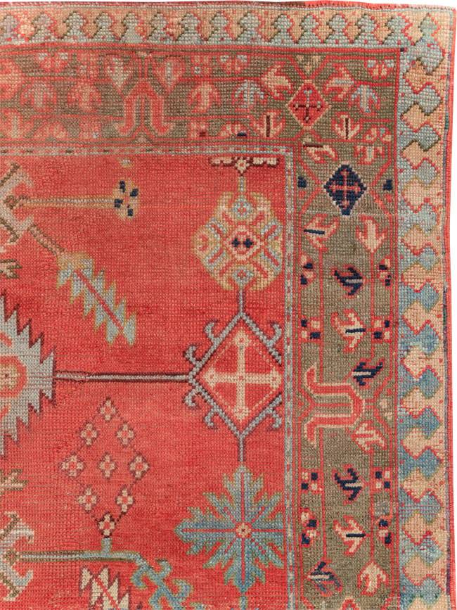 Antique Turkish Oushak Square Accent Carpet, No.30780 - Gsblank