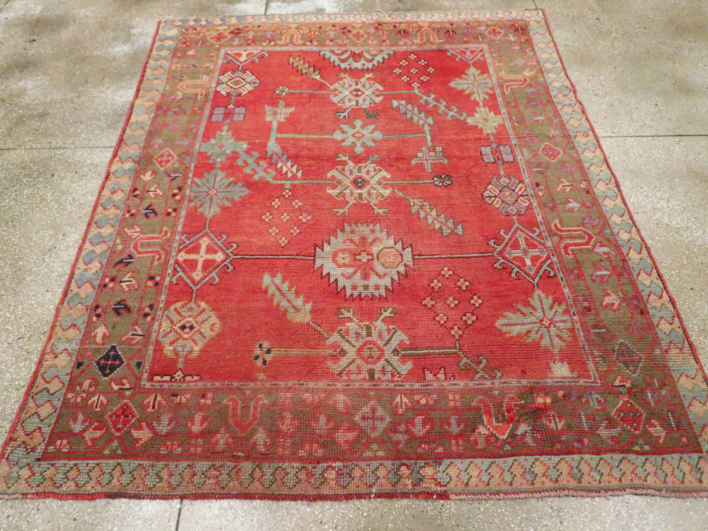 Antique Turkish Oushak Square Accent Carpet, No.30780 - Gsblank