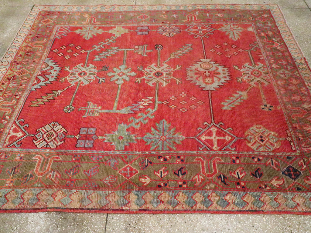 Antique Turkish Oushak Square Accent Carpet, No.30780 - Gsblank