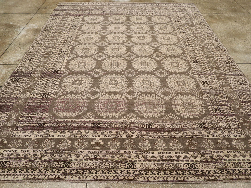Vintage Central Asian Tribal Turkoman Room Size Carpet, No.30782 - Gsblank