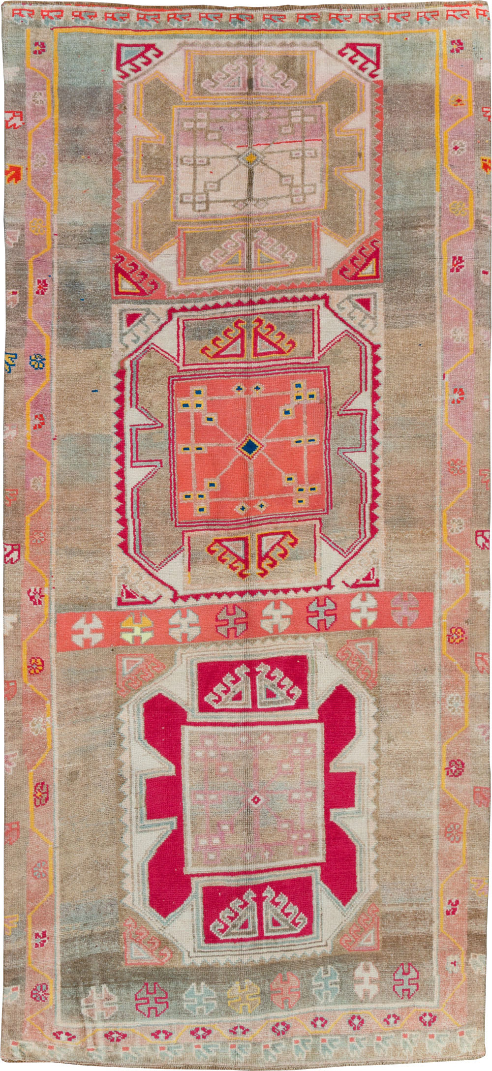 Vintage Turkish Anatolian Wide Gallery Runner, No.30799 - Gsblank