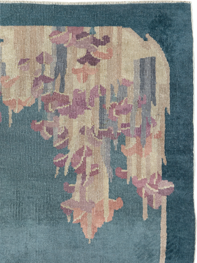 Vintage Chinese Art Deco Throw Rug, No.30813 - Gsblank