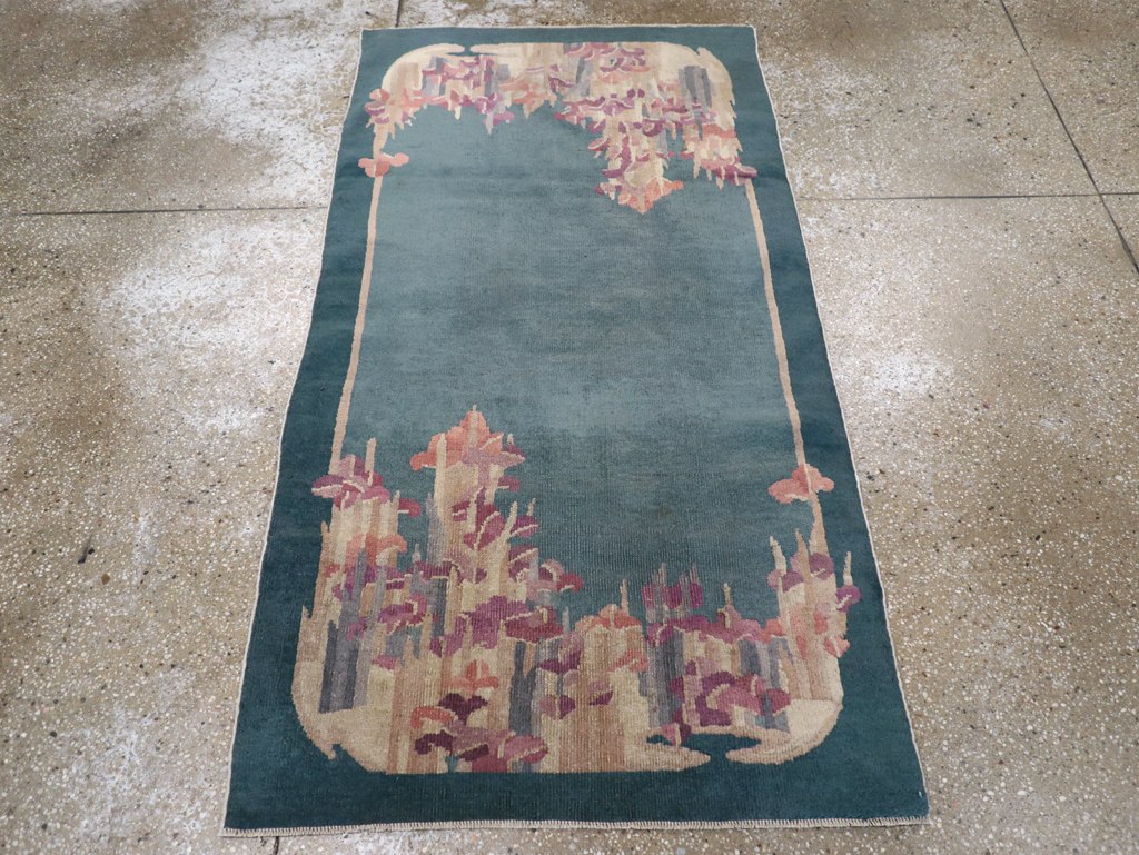 Vintage Chinese Art Deco Throw Rug, No.30813 - Gsblank