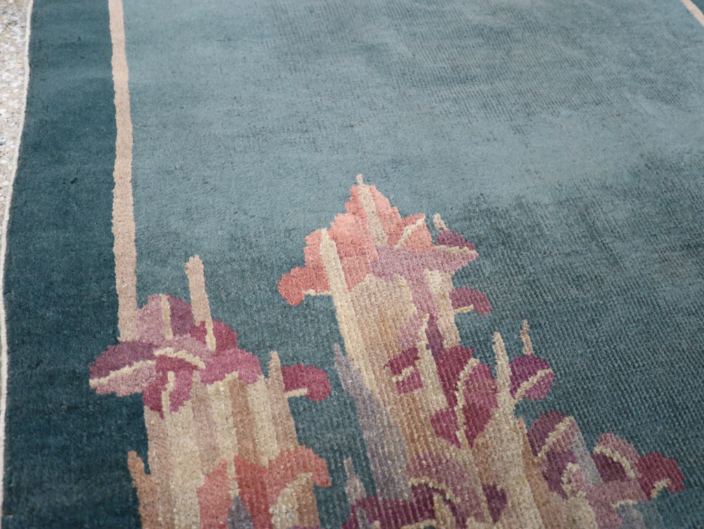 Vintage Chinese Art Deco Throw Rug, No.30813 - Gsblank