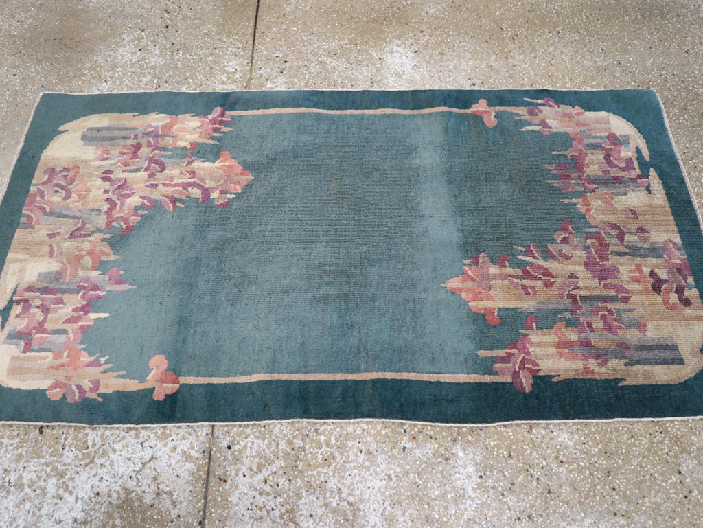 Vintage Chinese Art Deco Throw Rug, No.30813 - Gsblank