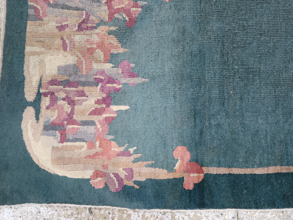 Vintage Chinese Art Deco Throw Rug, No.30813 - Gsblank