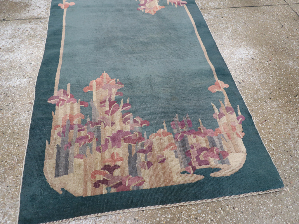 Vintage Chinese Art Deco Throw Rug, No.30813 - Gsblank
