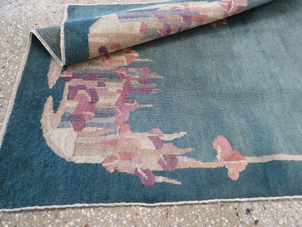 Vintage Chinese Art Deco Throw Rug, No.30813 - Gsblank