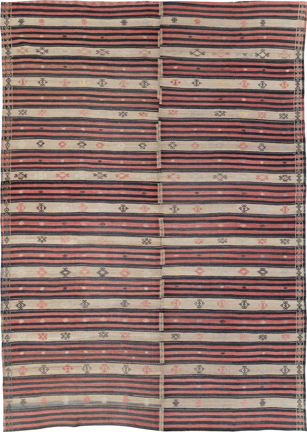 Vintage Turkish Flatweave Kilim Room Size Carpet, No.30819 - Gsblank