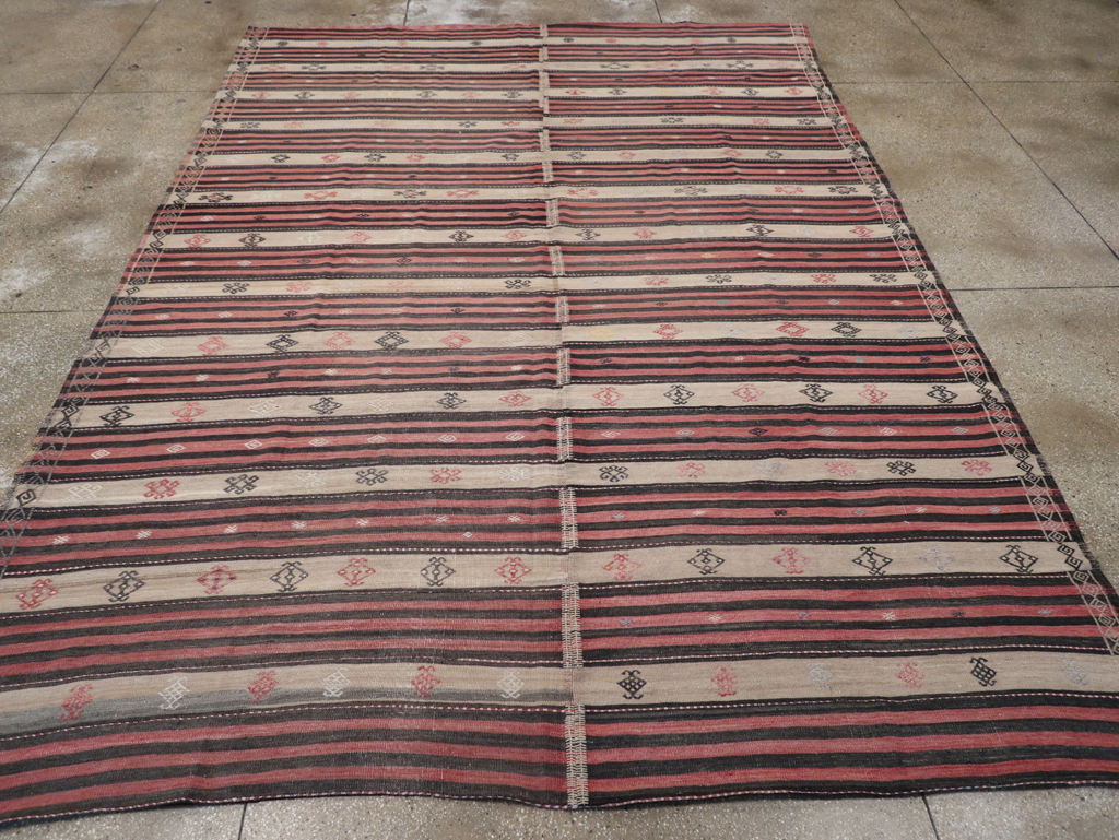 Vintage Turkish Flatweave Kilim Room Size Carpet, No.30819 - Gsblank