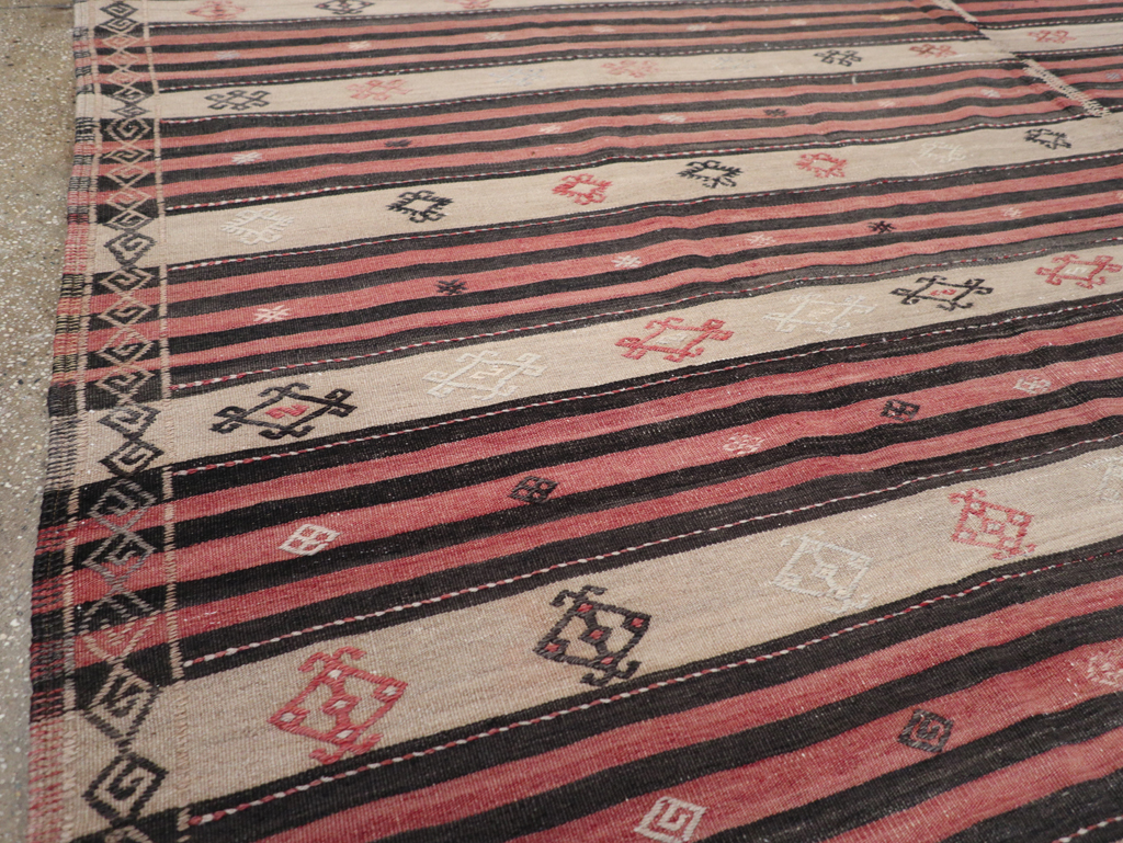Vintage Turkish Flatweave Kilim Room Size Carpet, No.30819 - Gsblank
