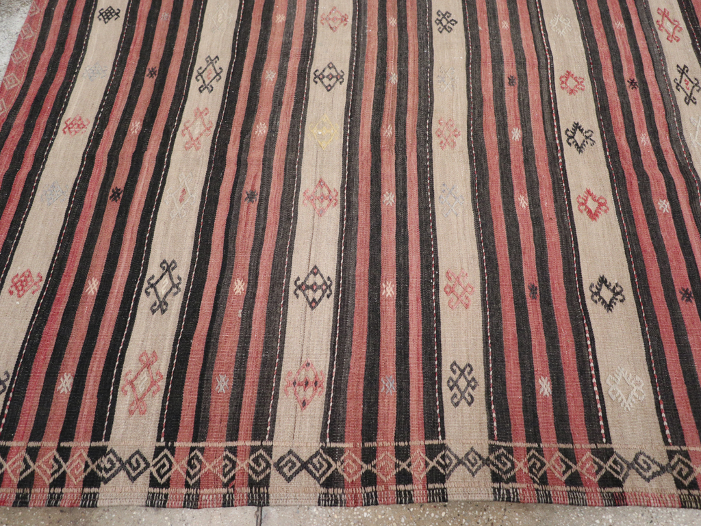 Vintage Turkish Flatweave Kilim Room Size Carpet, No.30819 - Gsblank