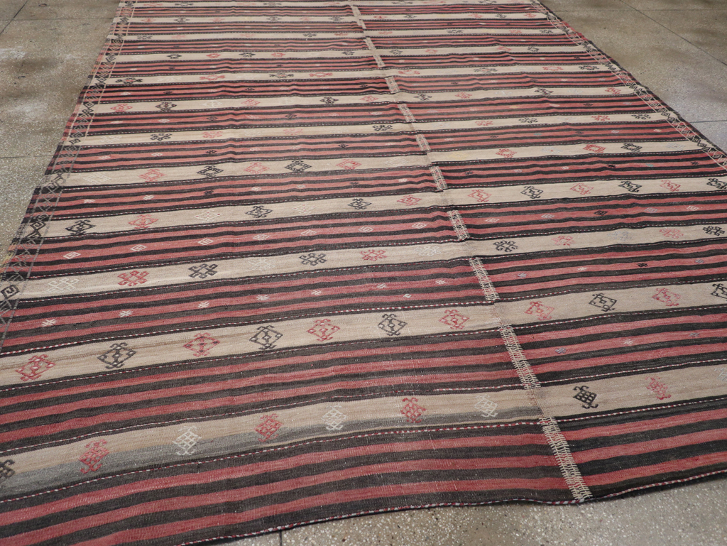 Vintage Turkish Flatweave Kilim Room Size Carpet, No.30819 - Gsblank