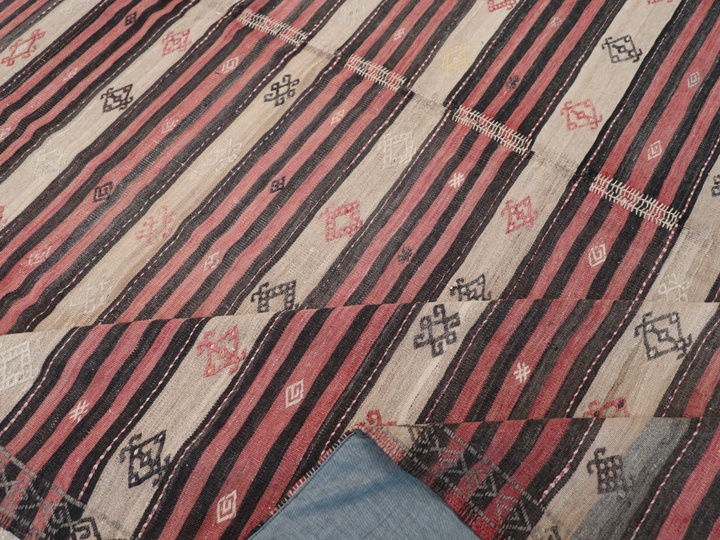 Vintage Turkish Flatweave Kilim Room Size Carpet, No.30819 - Gsblank