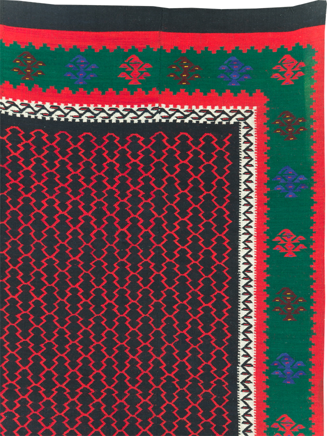 Vintage Turkish Flatweave Kilim Square Room Size Carpet, No.30823 - Gsblank