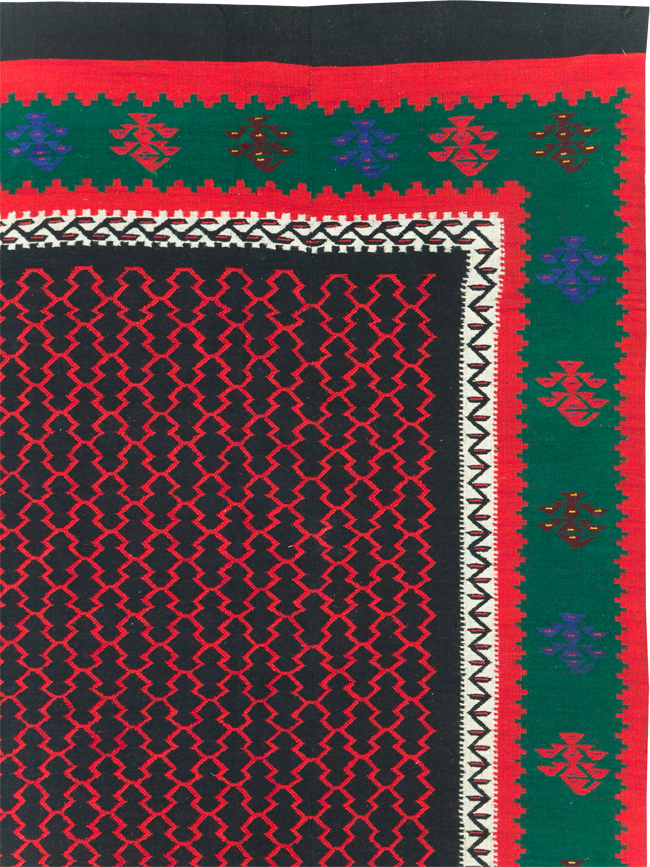 Vintage Turkish Flatweave Kilim Square Room Size Carpet, No.30823 - Gsblank