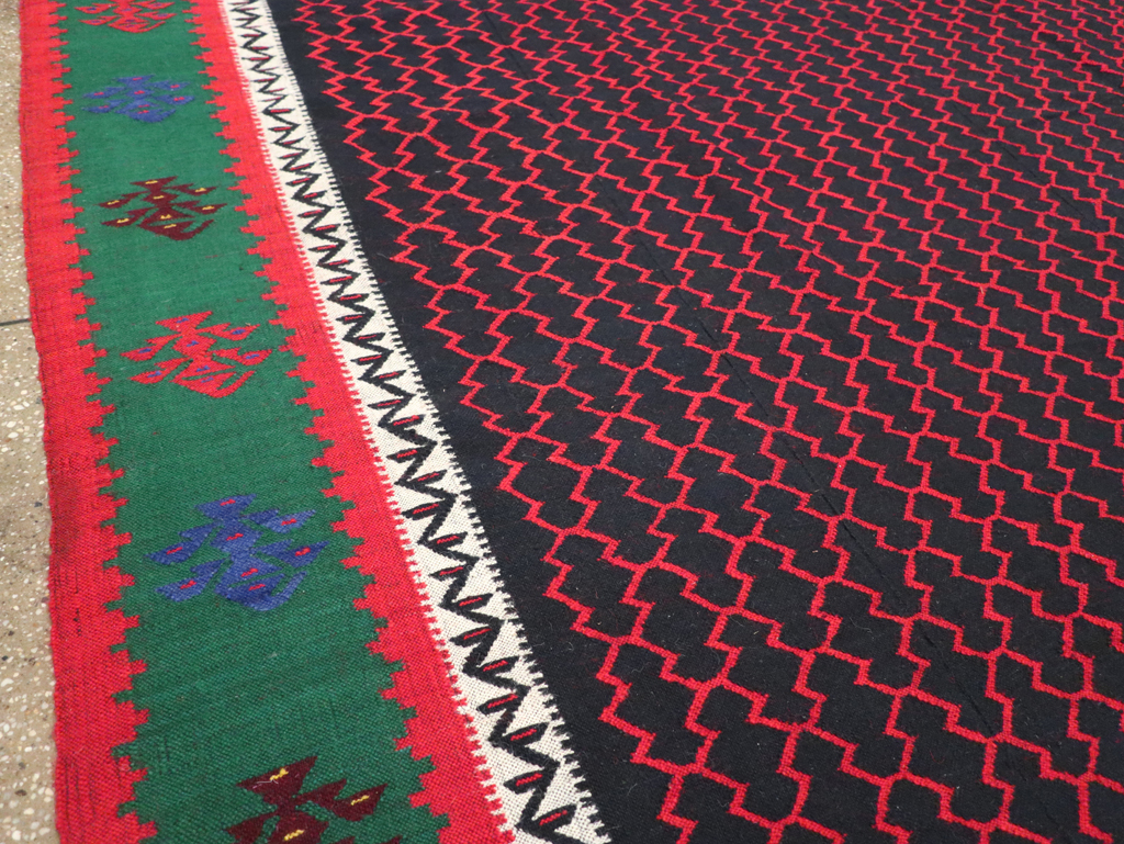 Vintage Turkish Flatweave Kilim Square Room Size Carpet, No.30823 - Gsblank