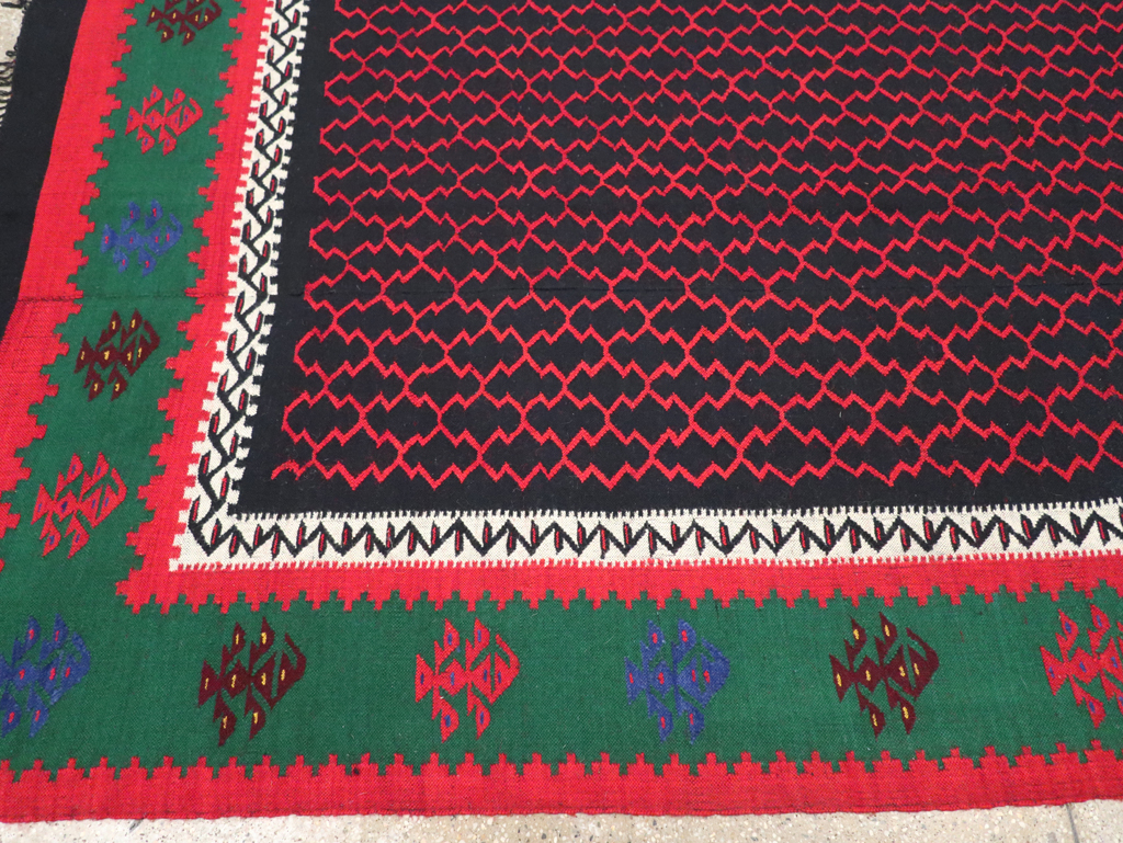 Vintage Turkish Flatweave Kilim Square Room Size Carpet, No.30823 - Gsblank