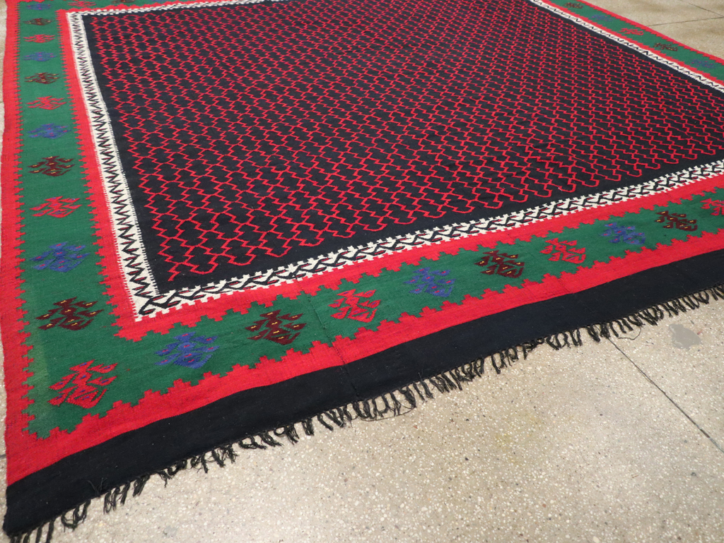 Vintage Turkish Flatweave Kilim Square Room Size Carpet, No.30823 - Gsblank