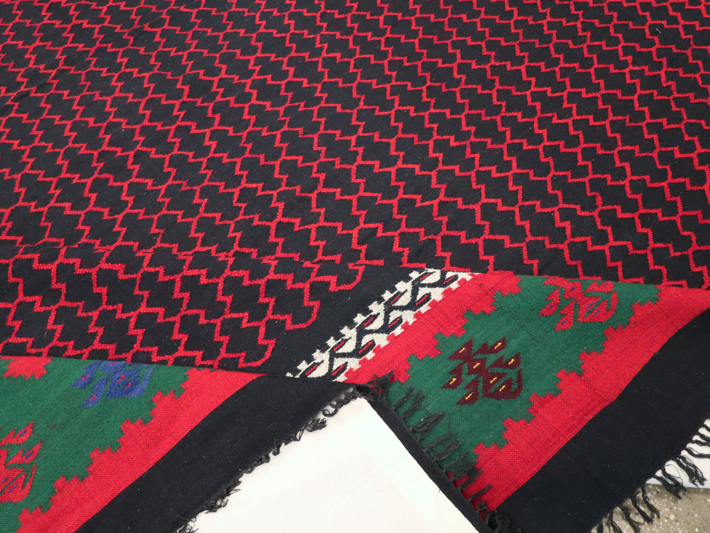 Vintage Turkish Flatweave Kilim Square Room Size Carpet, No.30823 - Gsblank