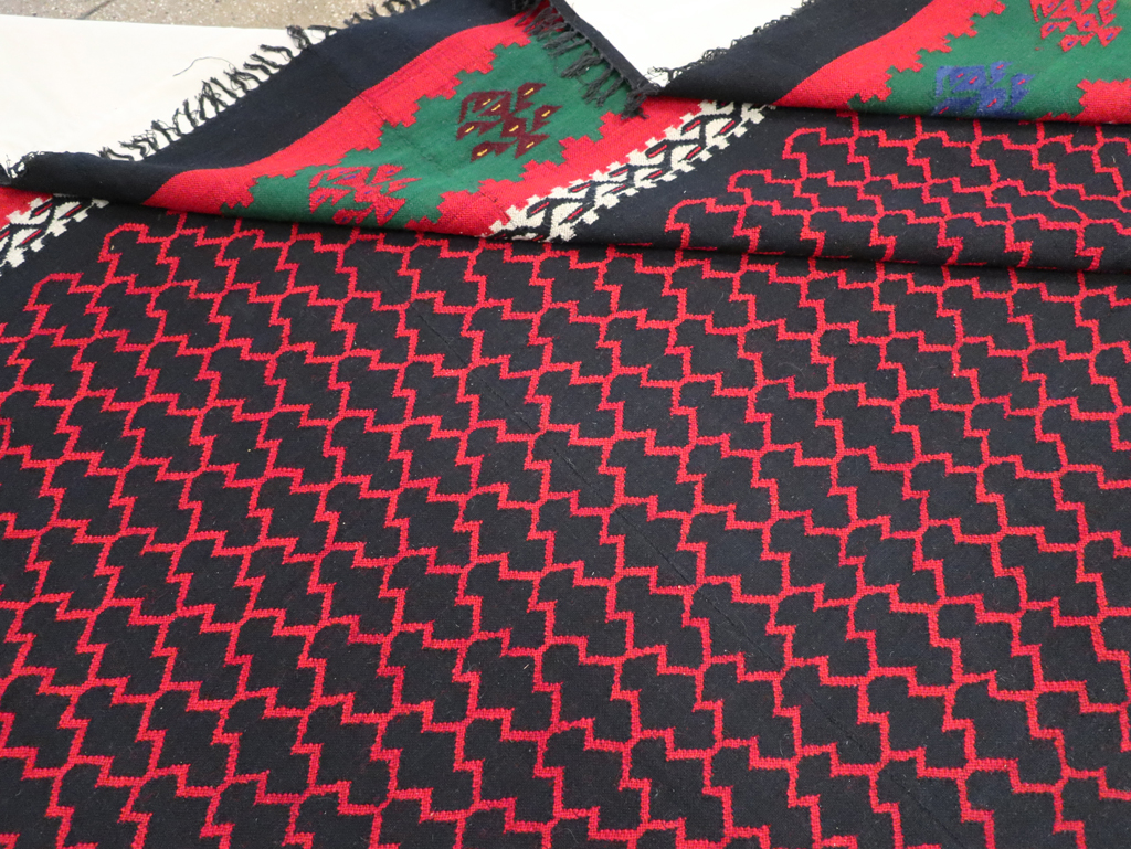 Vintage Turkish Flatweave Kilim Square Room Size Carpet, No.30823 - Gsblank