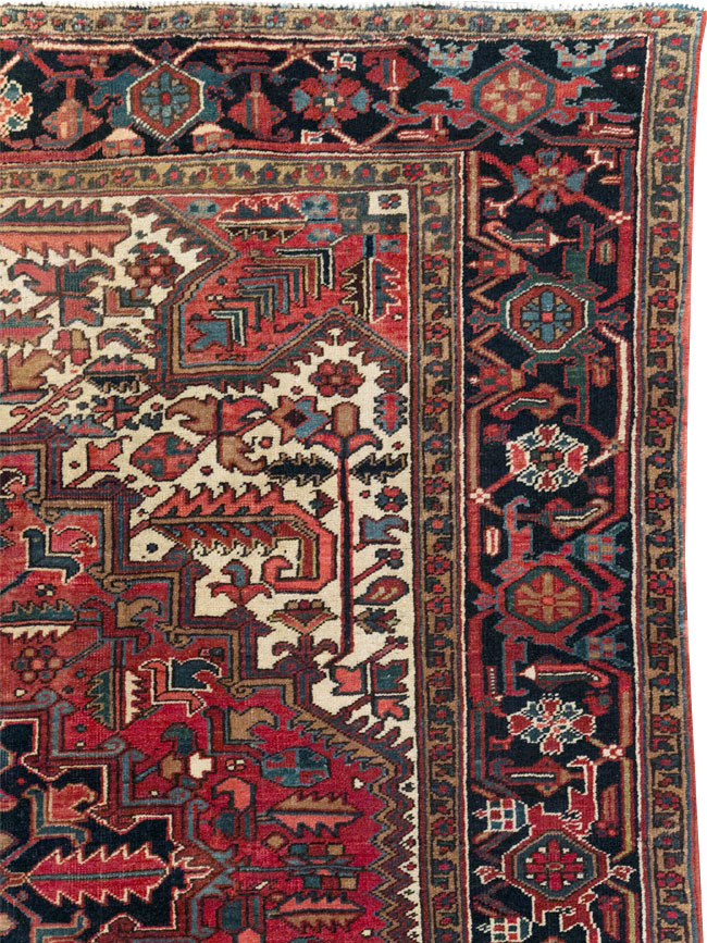 Vintage Persian Heriz Small Square Room Size Carpet, No.30859 - Gsblank