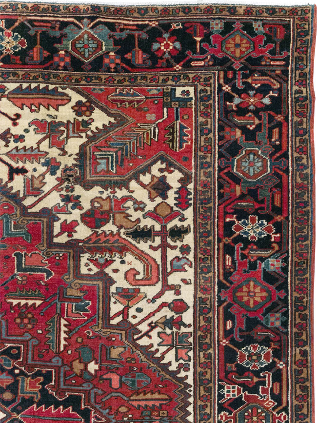 Vintage Persian Heriz Small Square Room Size Carpet, No.30859 - Gsblank