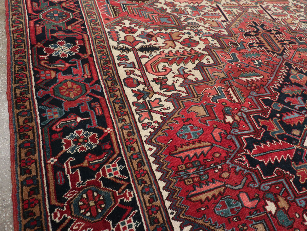 Vintage Persian Heriz Small Square Room Size Carpet, No.30859 - Gsblank